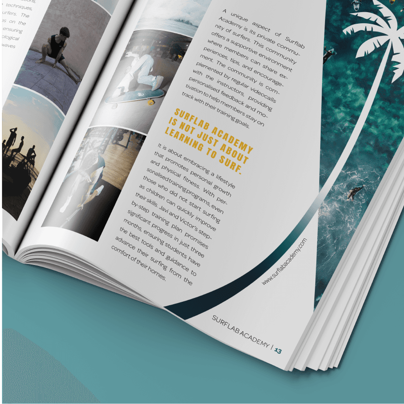 Magazinartikel-Design für die Surflab Academy
