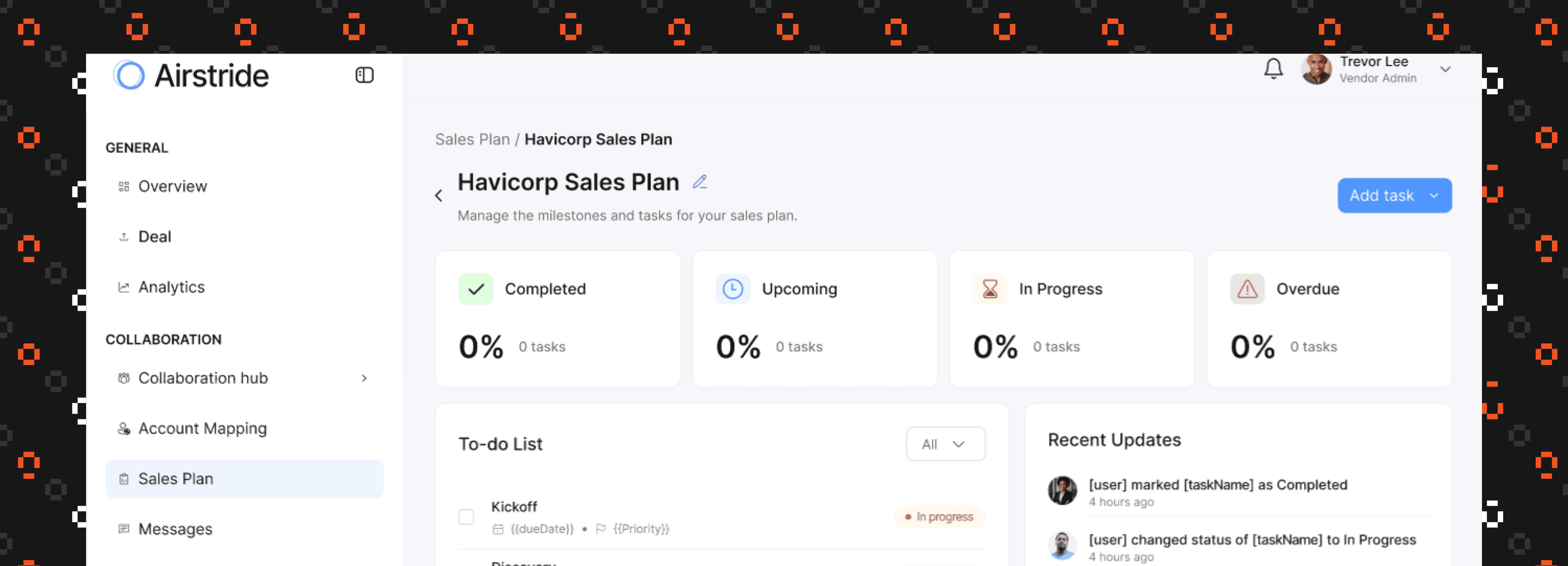 Airstride showing Analytics of a partner company.