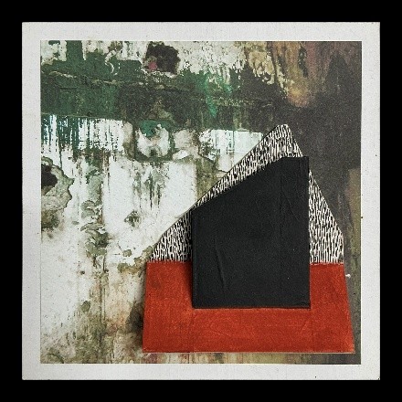 herd of sheep on road painting