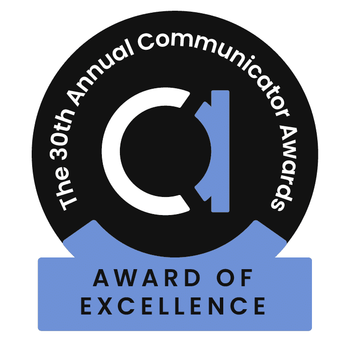 The 30th Annual Communicator Awards – Award of Excellence badge earned by RJP.design, a top NYC web design agency specializing in website design and digital marketing.
