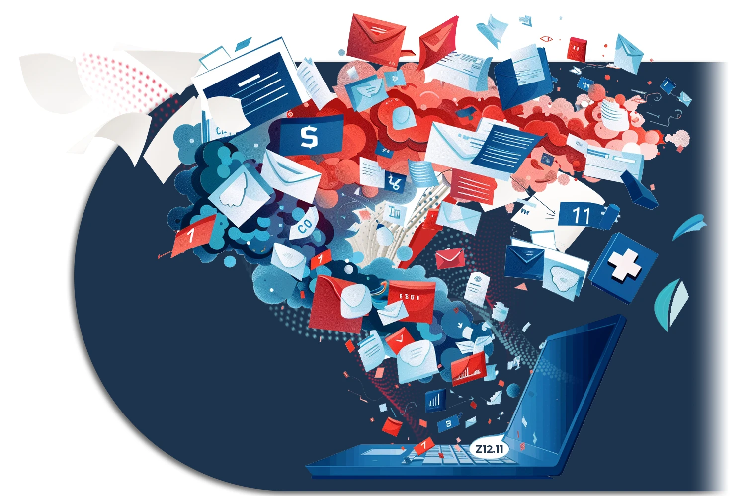 revenue cycle docs and mid-cycle documents and medical codes floating from a computer