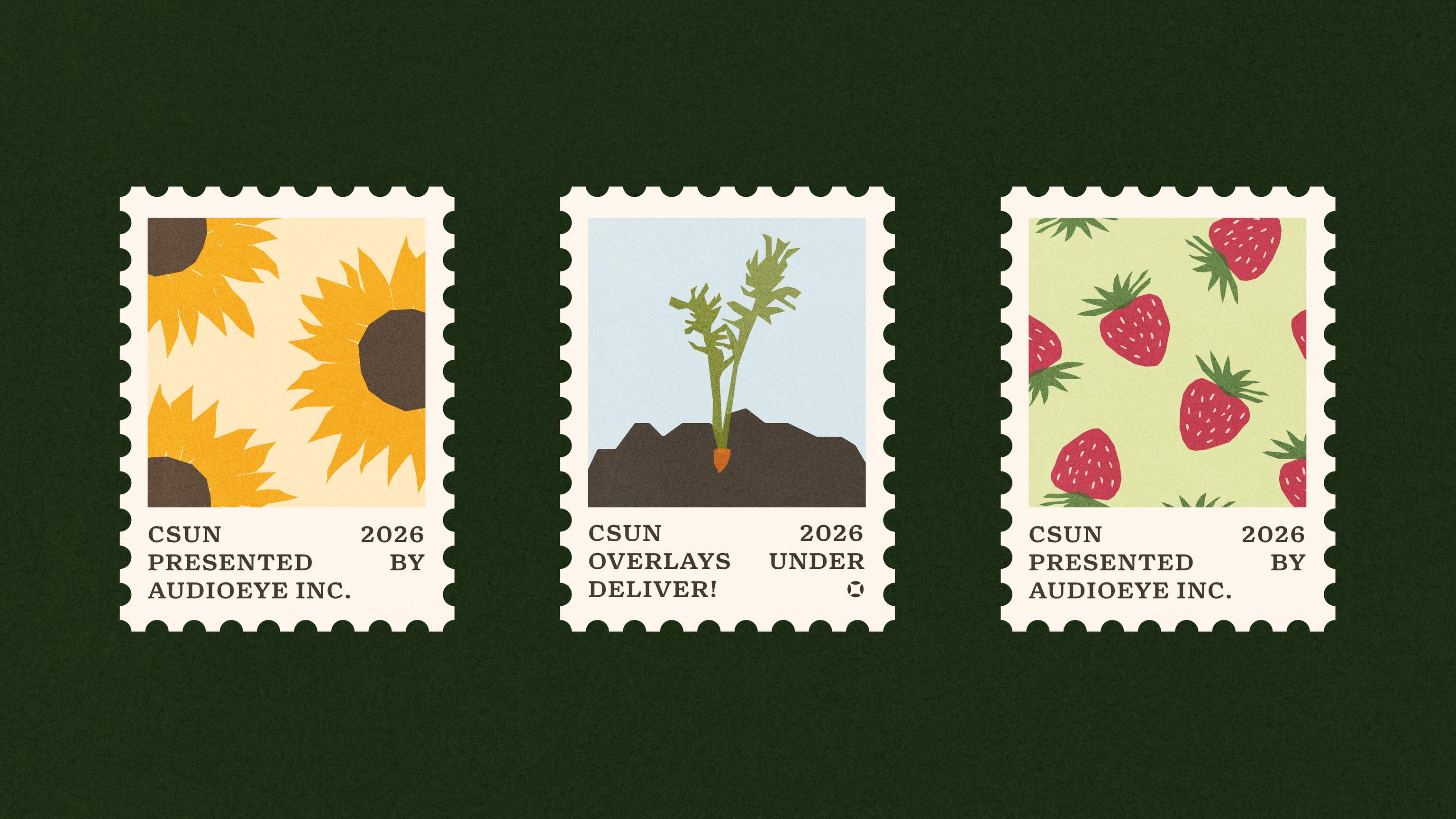 3 stamps designed for stickers at CSUN 2026