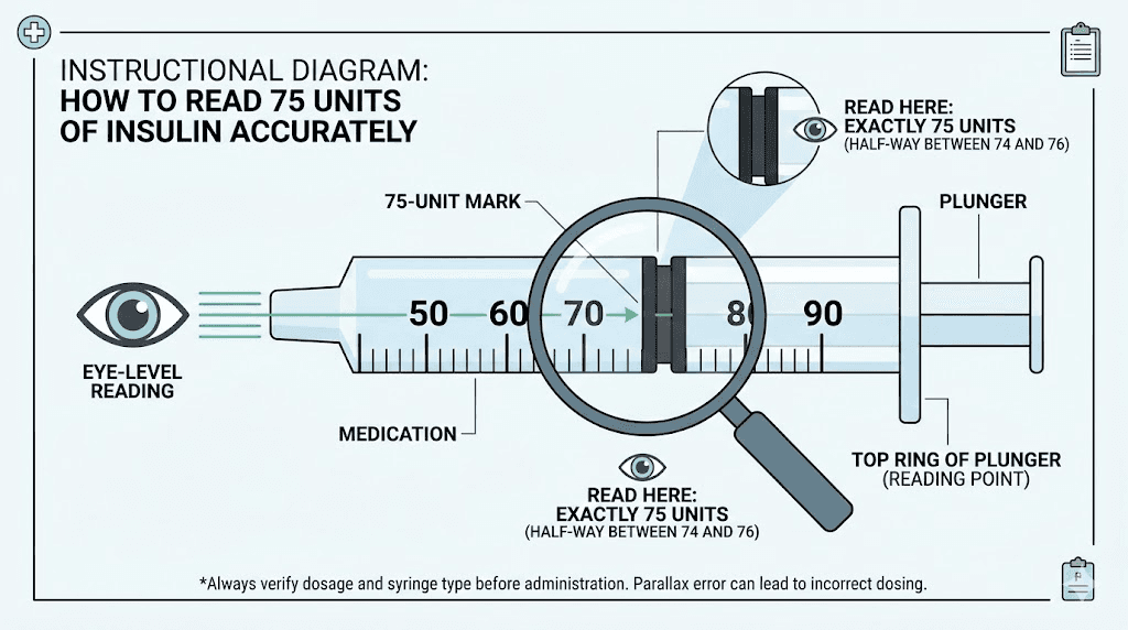How to correctly read 75 units on a tirzepatide insulin syringe