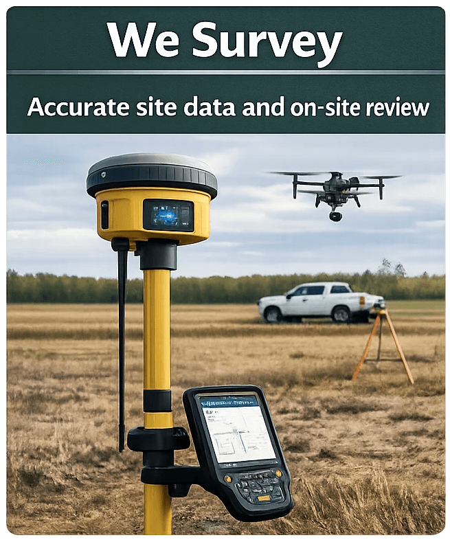 Survey and drone equipment on a acreage