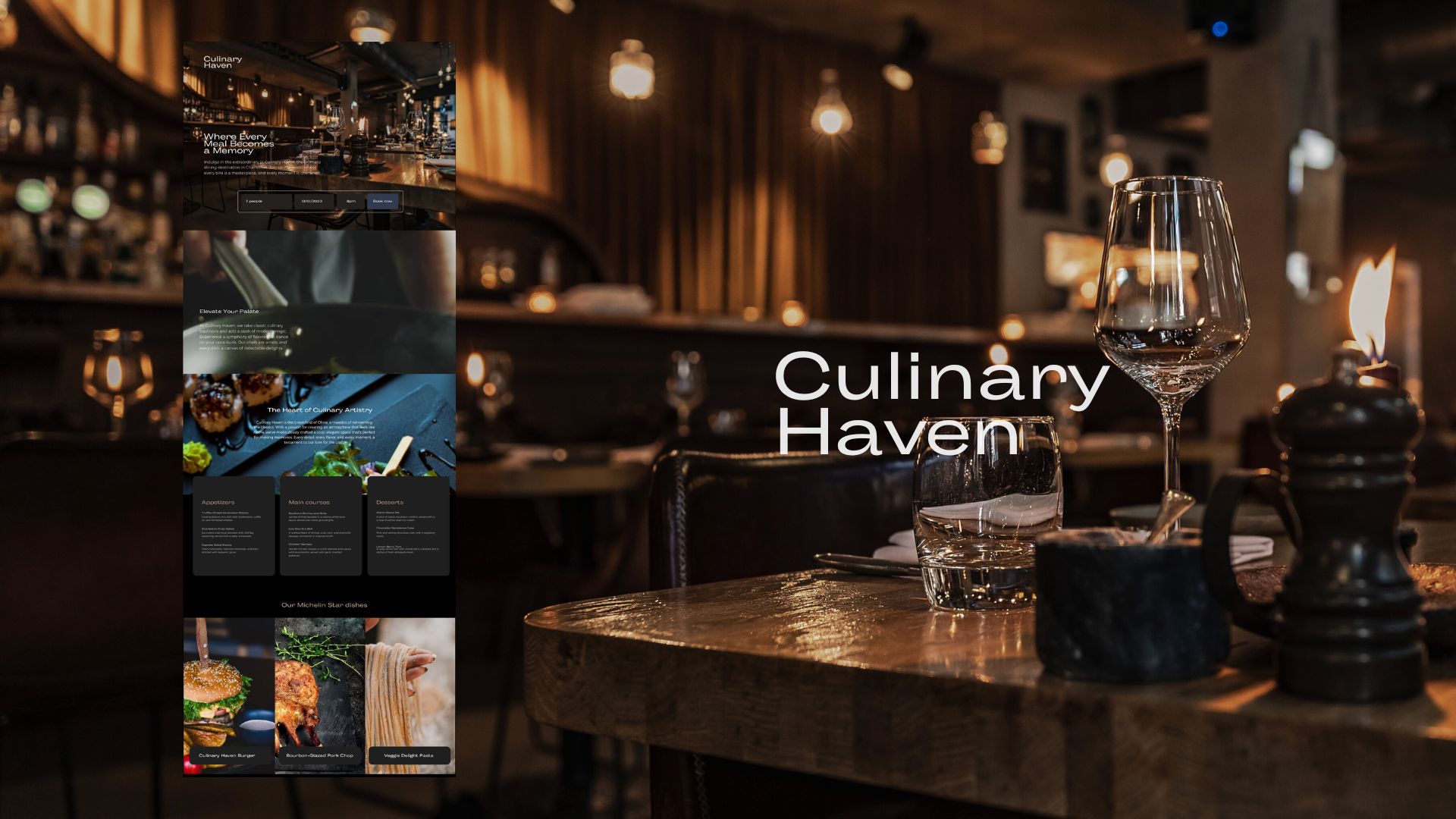 Homepage design and logo design for the luxury Michelin star restaurant Haven  