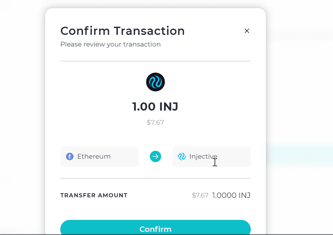 Confirm the transaction to bridge