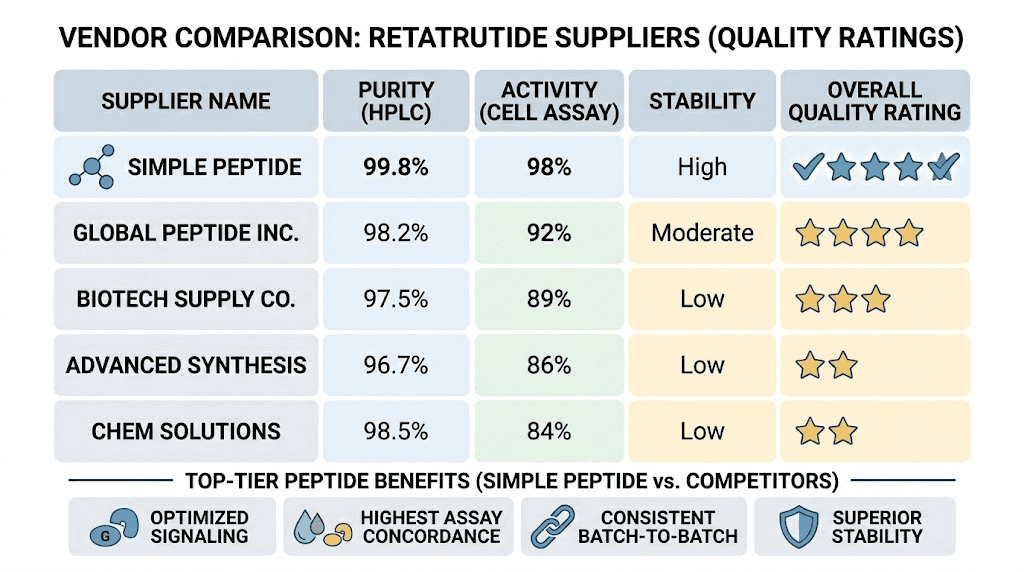 Simple Peptide retatrutide vendor comparison with competing suppliers