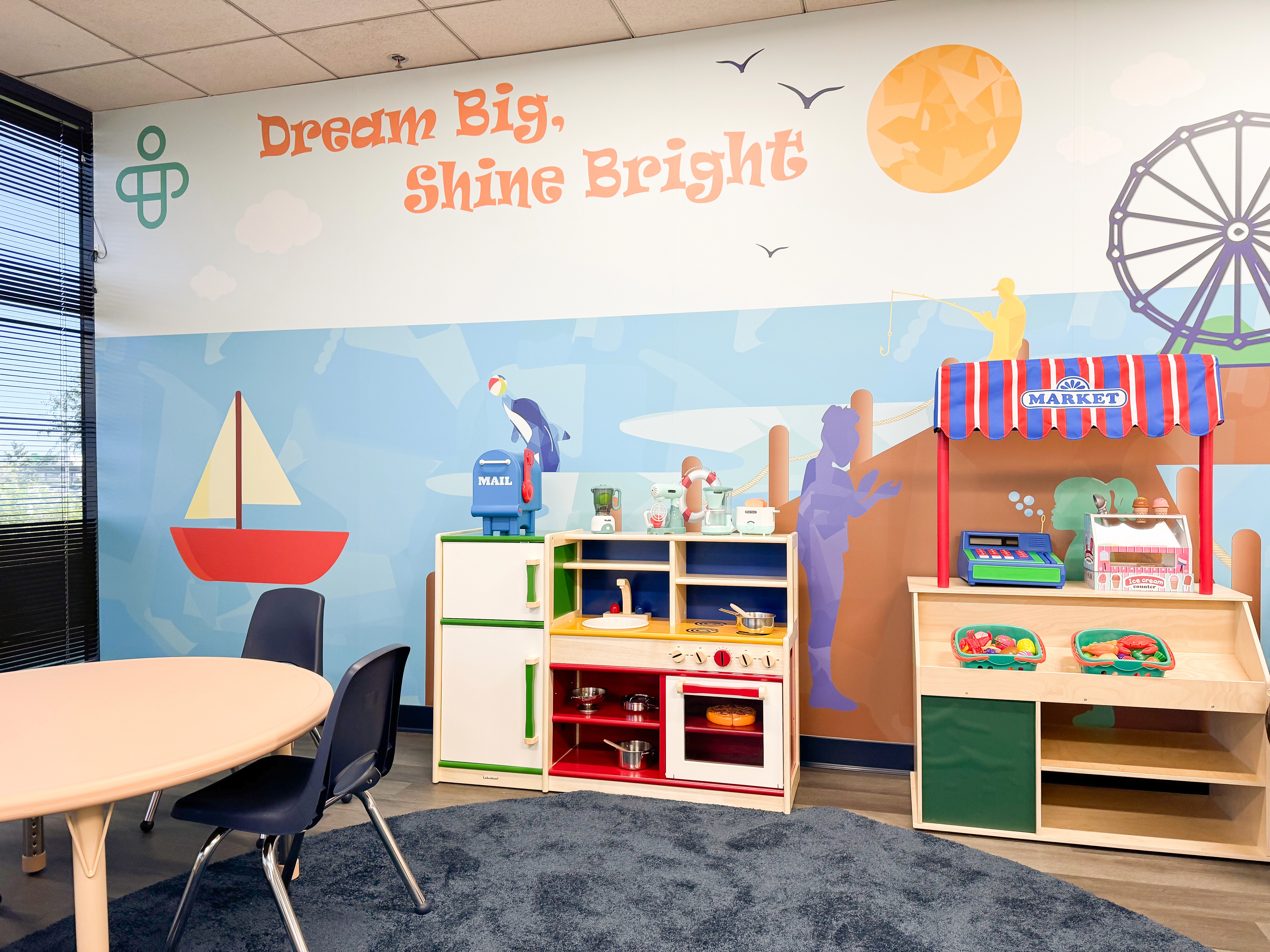 Therapy room at Intercare Therapy's Ontario ABA clinic on N Centre Lake Drive, where BCBA-supervised sessions serve Inland Empire families