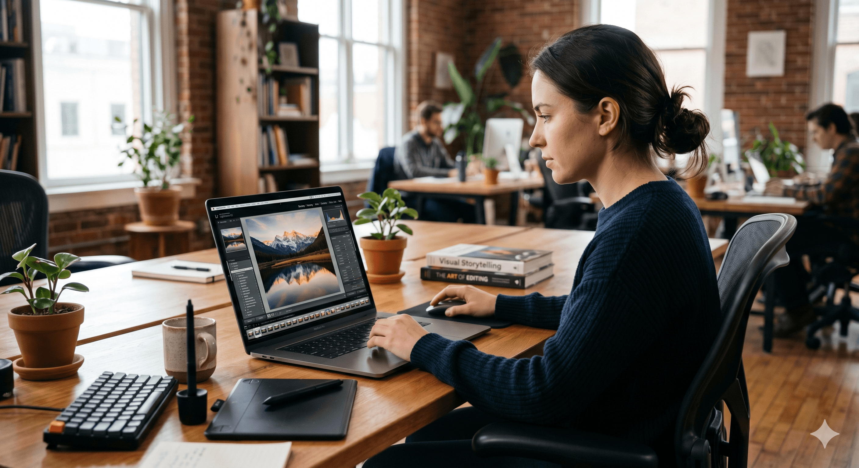 Man wearing a beanie and shirt works on a laptop.