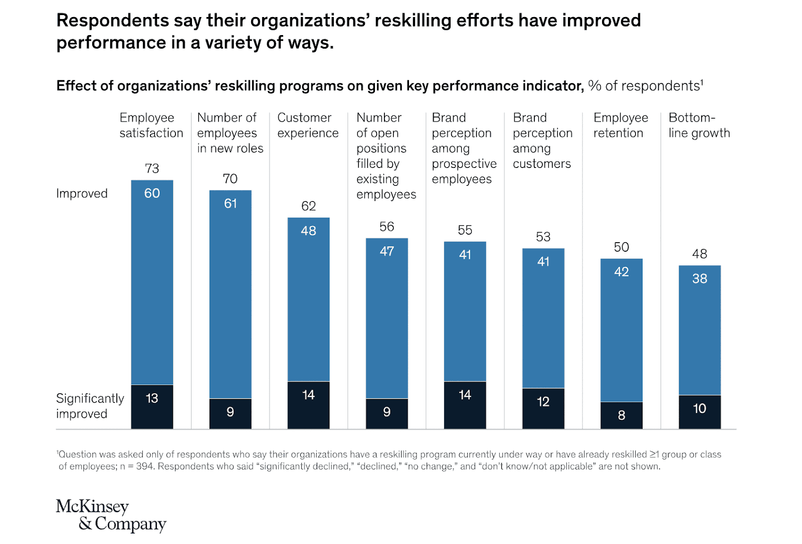 effect of organizations' reskilling programms on given key perormance indicator