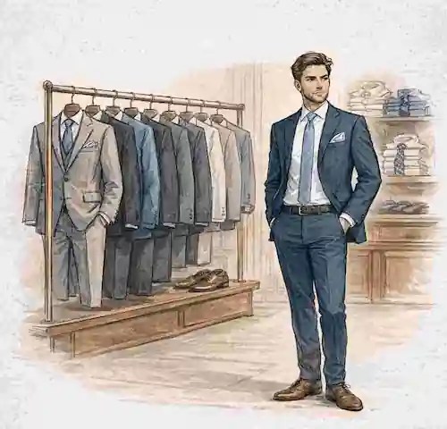 Rajzolt kép öltönyálasztásról