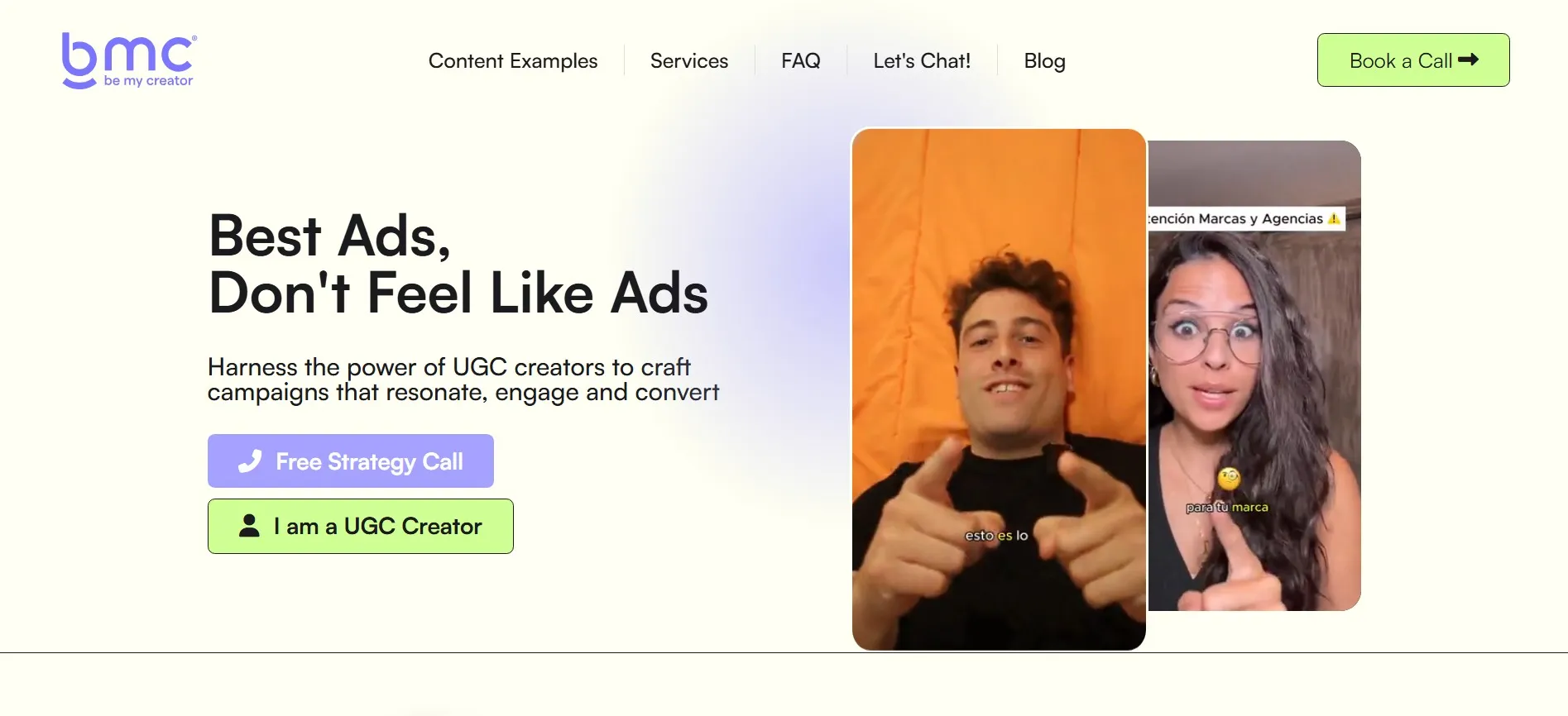 e My Creator fast UGC for DTC ad testing.
