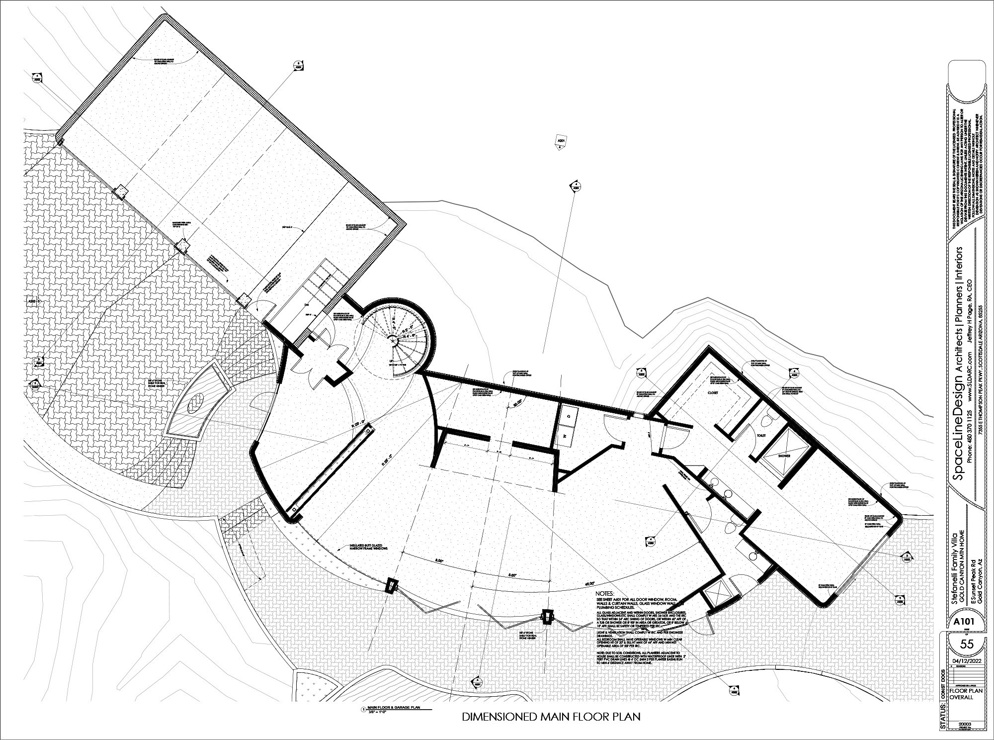Architectural floor plan by SpaceLineDesign showcasing modern residential layout.