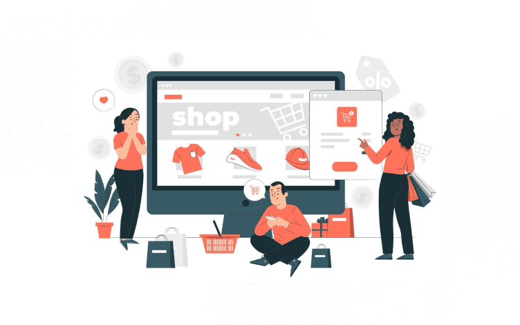 Ecommerce web page concept illustration