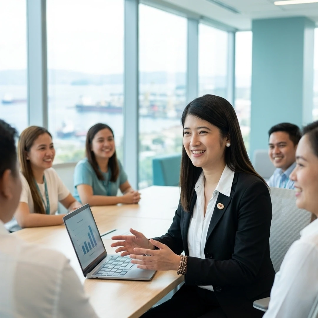 Recruitment consultant leading a strategic session with colleagues