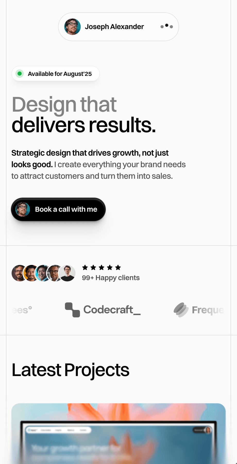 Launchfolio free portfolio Framer template mobile responsive design on phone