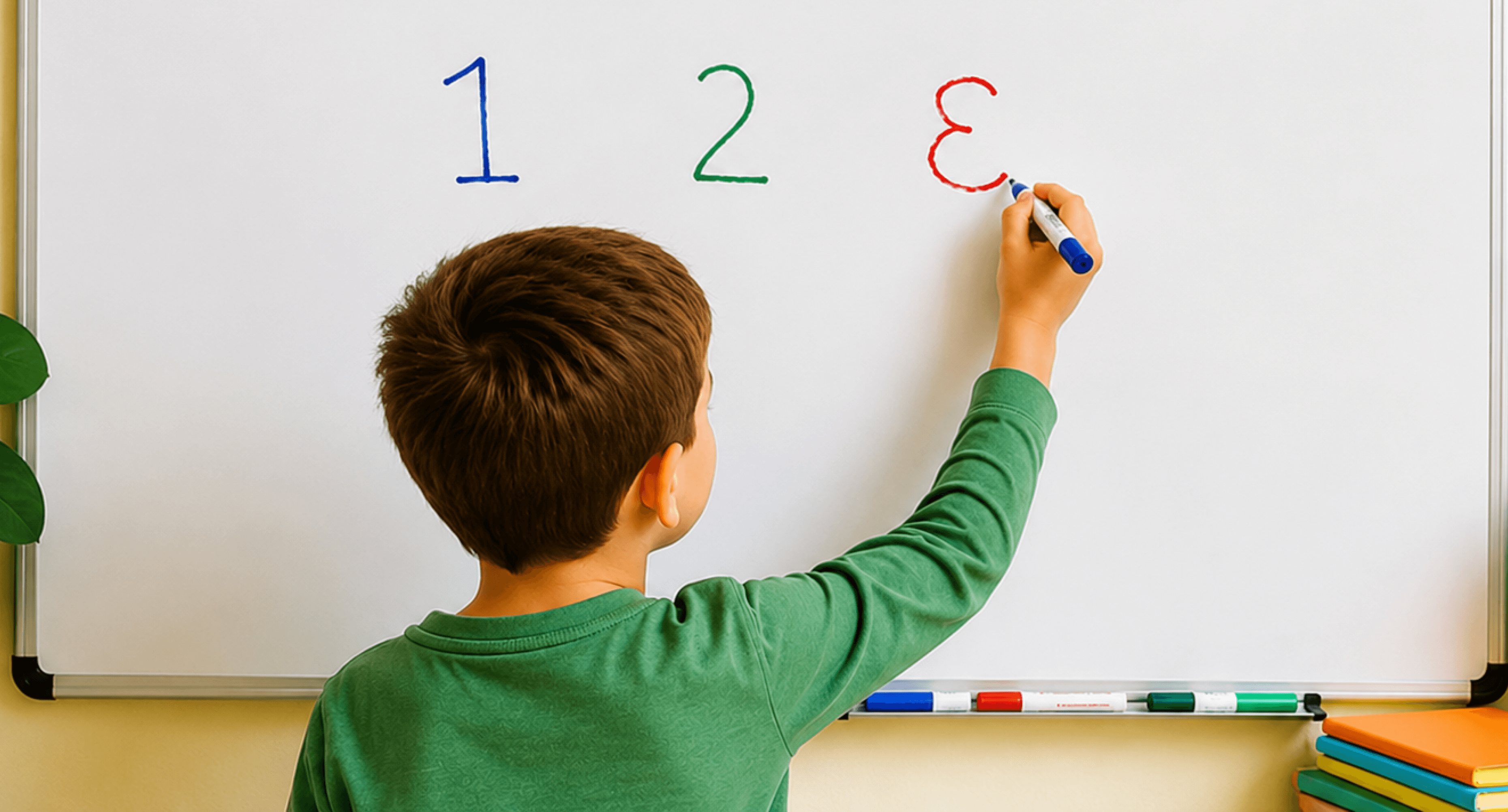 A student with dyslexia writing a number three backwards