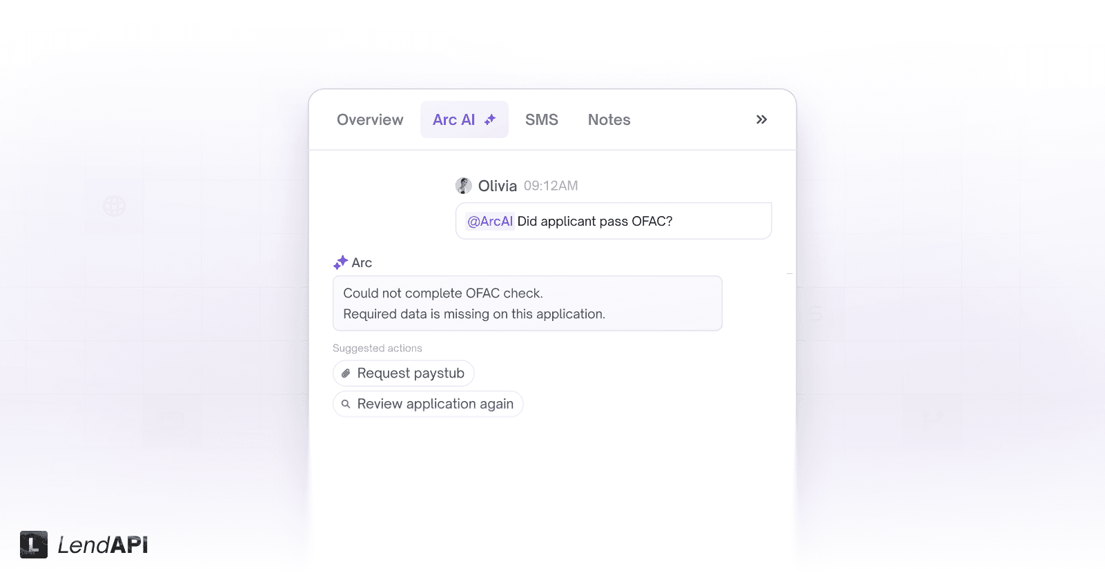 LendAPI ARC AI - Asking identity verification questions