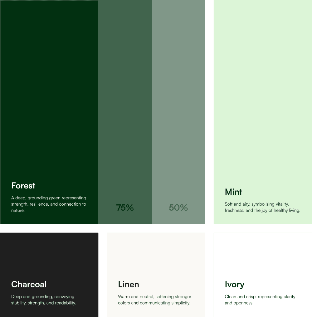 The brand color palette.