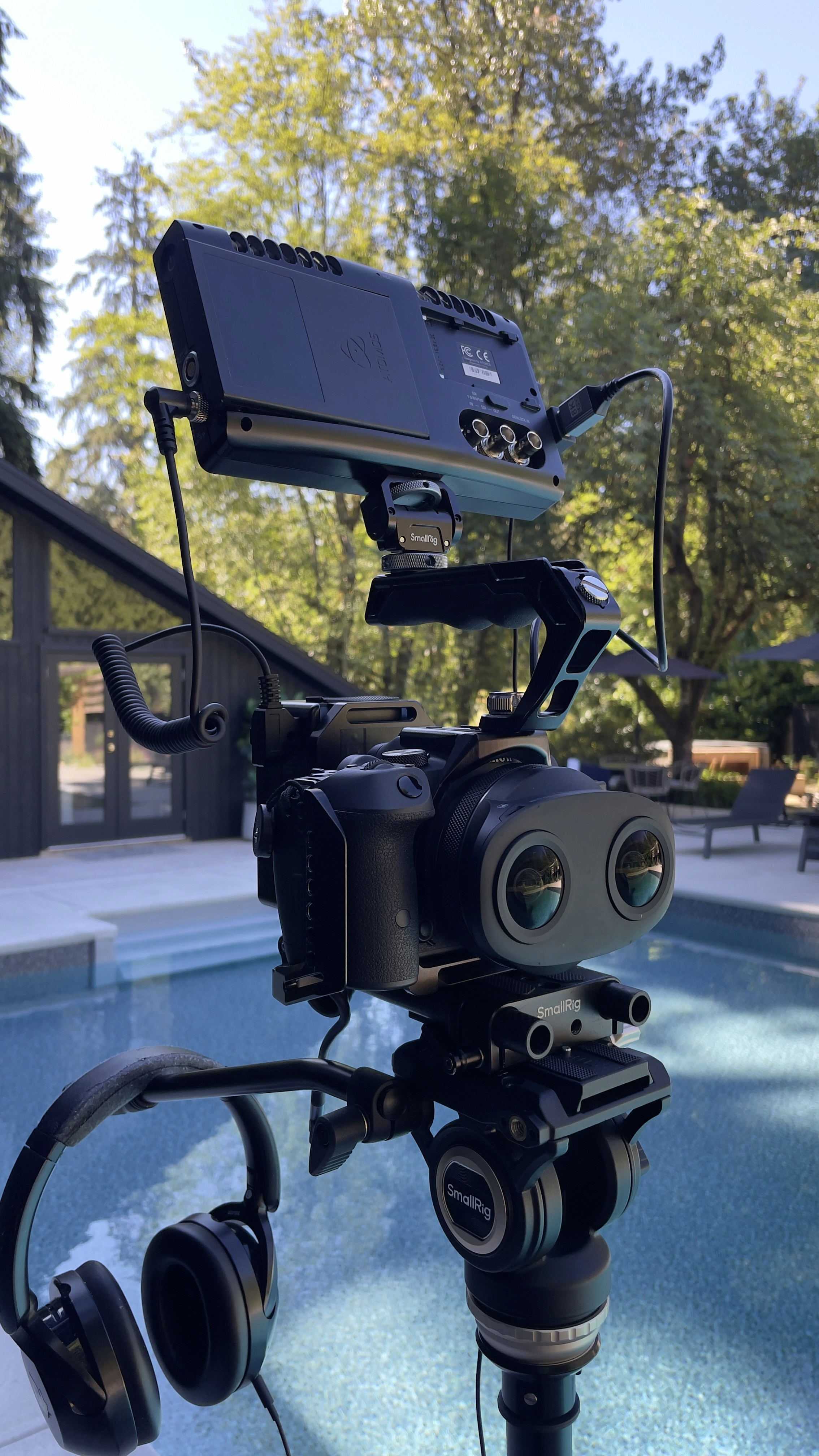 Silhouetted band members play instruments in a smoky warehouse, backlit by vibrant orange and teal lights, creating a moody, dramatic ambiance.