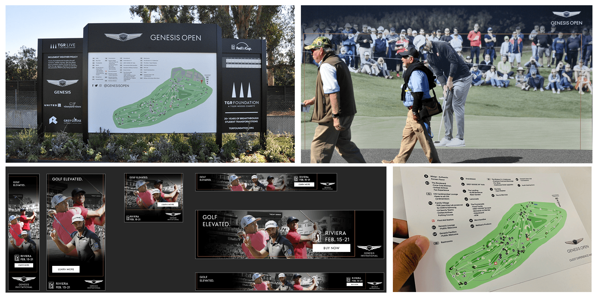GENESIS OPEN - I designed a range of print and digital assets for The Genesis Open, Tiger Woods' PGA Tour invitational tournament. The scope of work spanned small to large format print materials alongside online digital advertising, delivering a cohesive visual campaign befitting one of golf's most prestigious events.