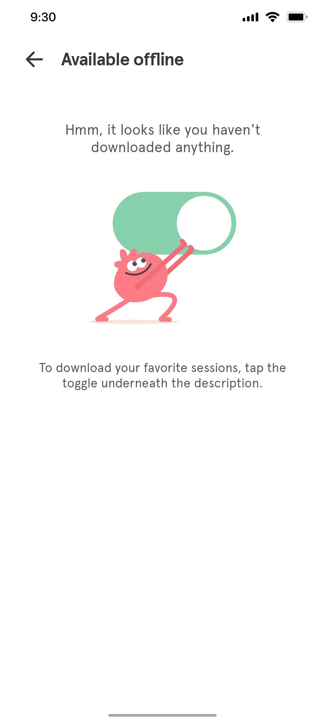 Headspace Available offline screen