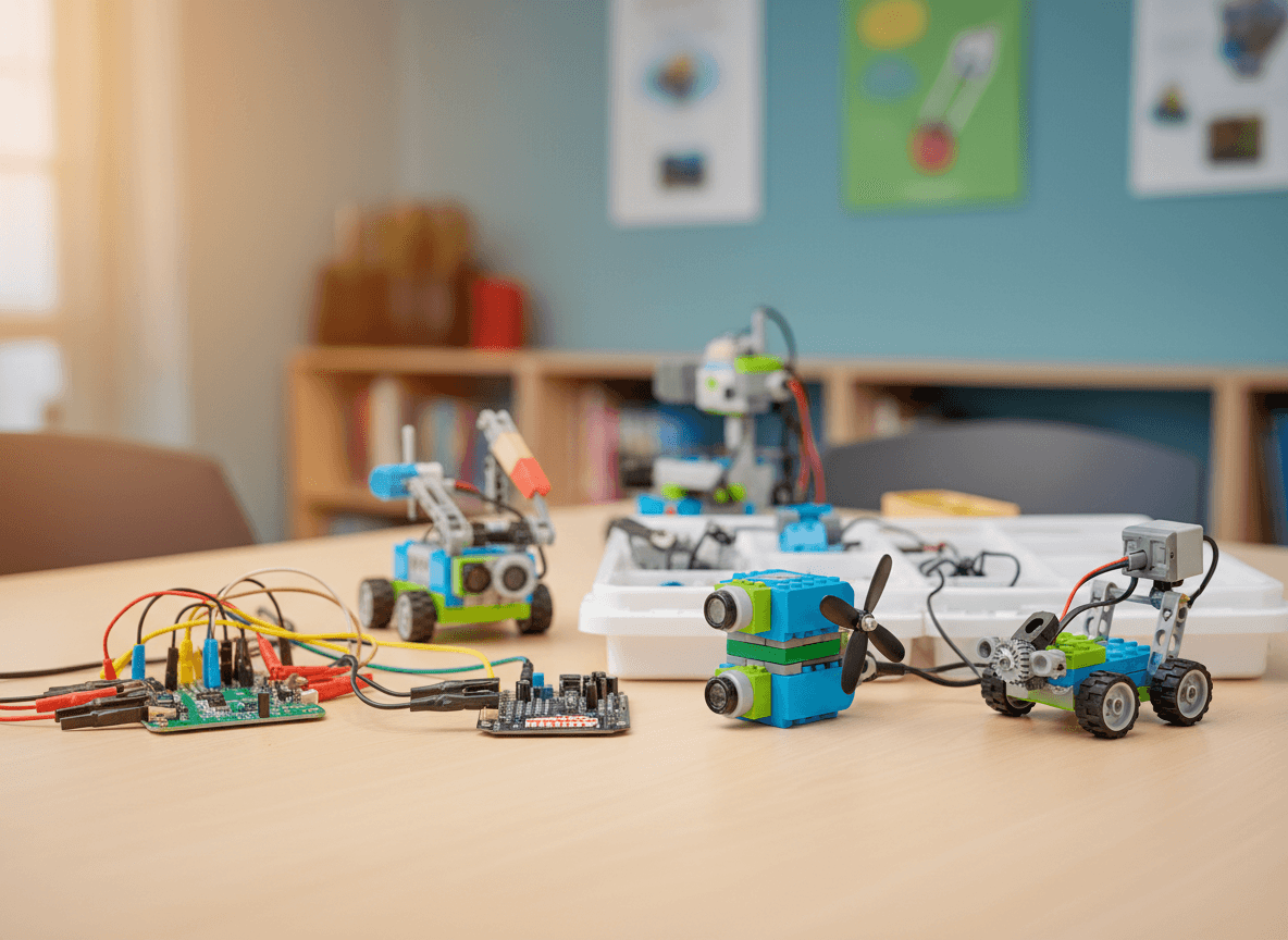 A winding road cuts through rocky terrain, surrounded by patches of green grass and illuminated by sunlight.