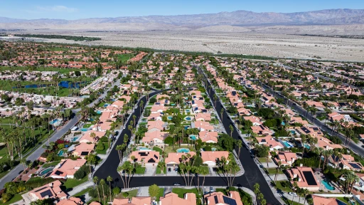 Drone aerial photo of private street sealcoat project