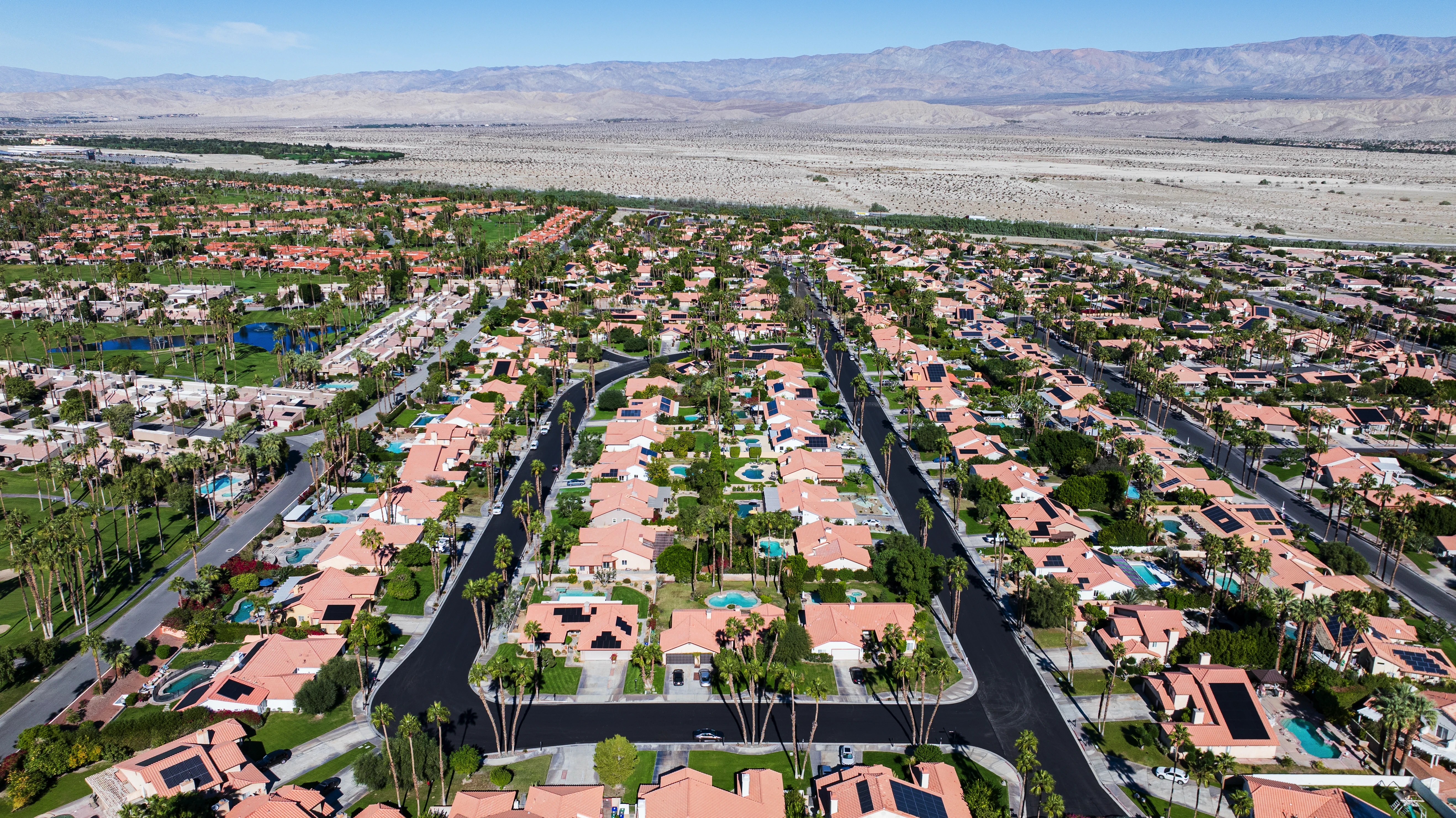 Drone aerial photo of private street sealcoat project