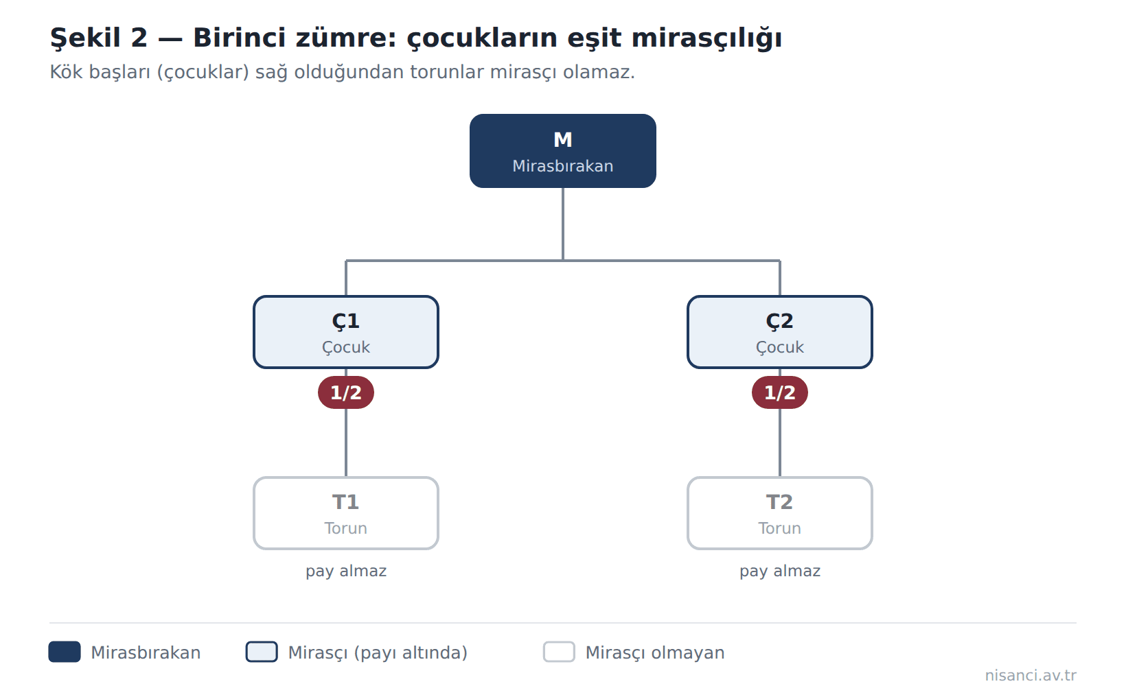Şekil 2 — Birinci zümre: çocukların eşit mirasçılığı
