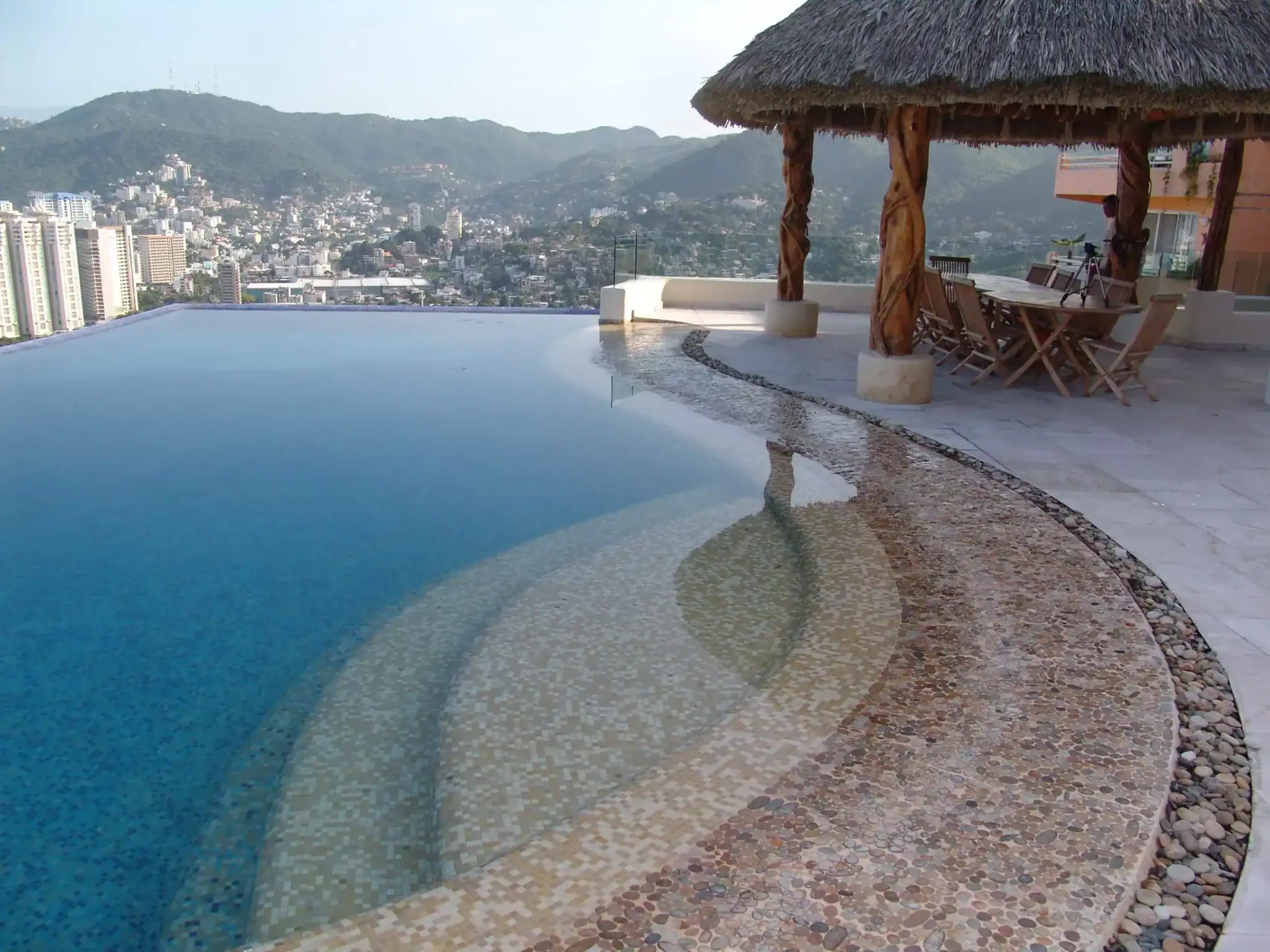 Infinity pool with mountain view.