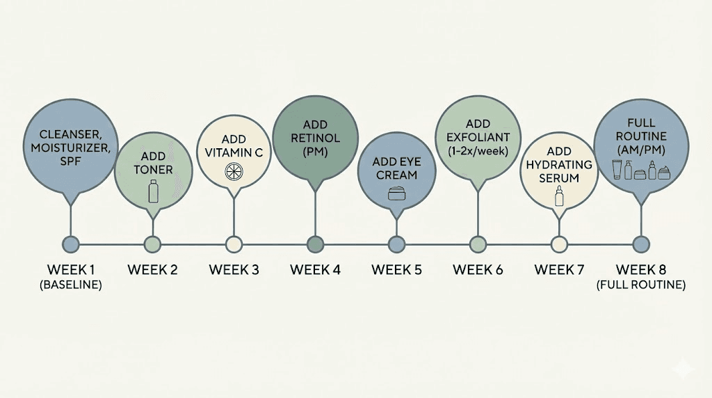 How to build a copper peptide skincare routine over 8 weeks