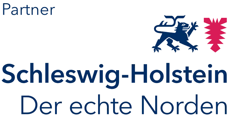 Partner Badge des Landes Schleswig-Holstein mit Wappen und dem Slogan Der echte Norden
