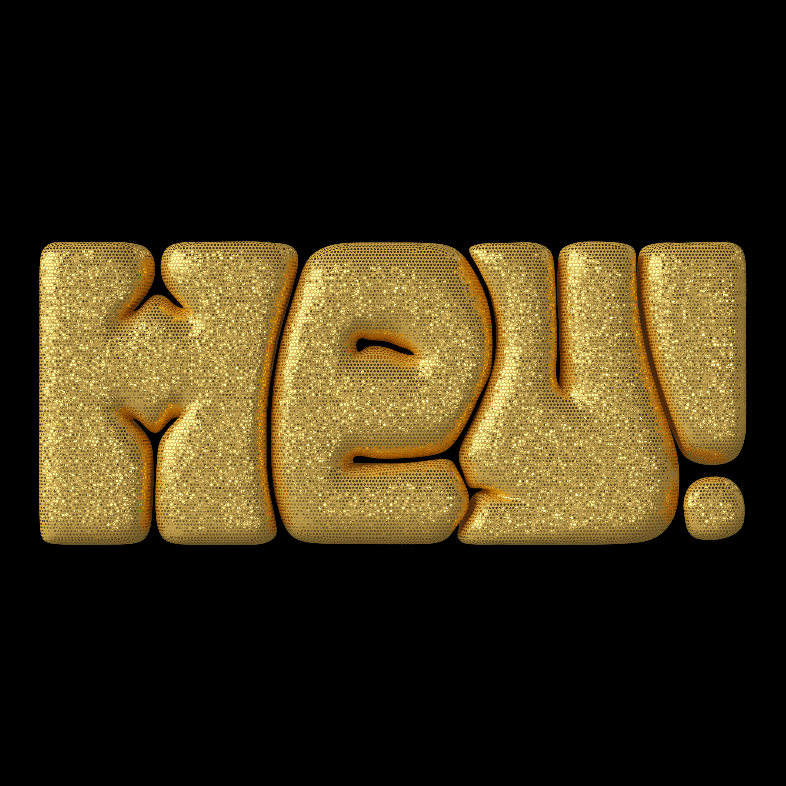 3d render of glitter covered word HEY!