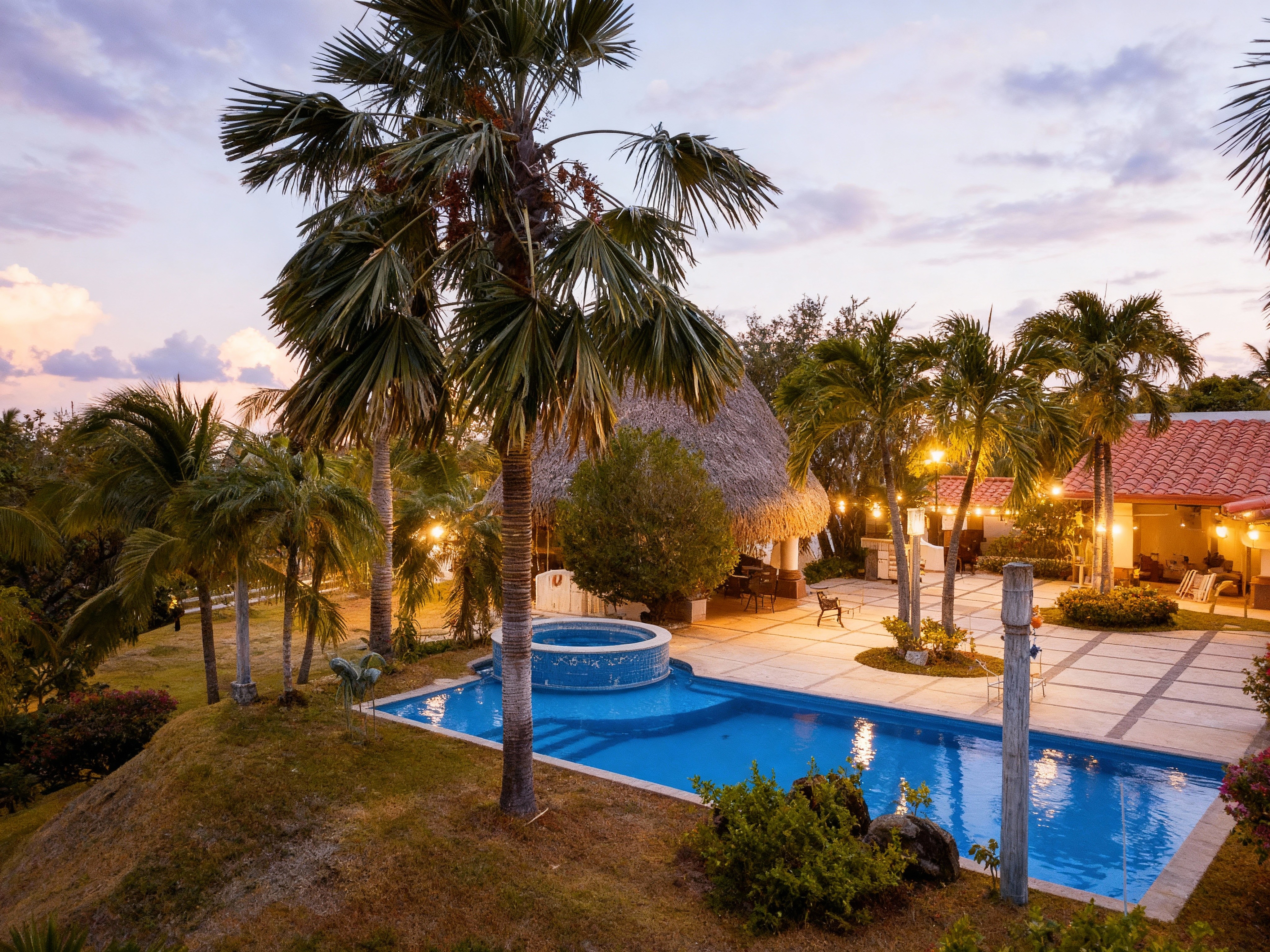 A drone shot of a beautiful ayurvedic resort