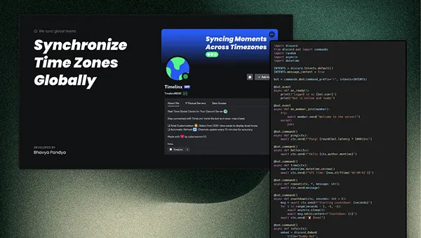 Timelinx Discord Bot - Real-Time Global Timezone Synchronization Tool Developed with Python