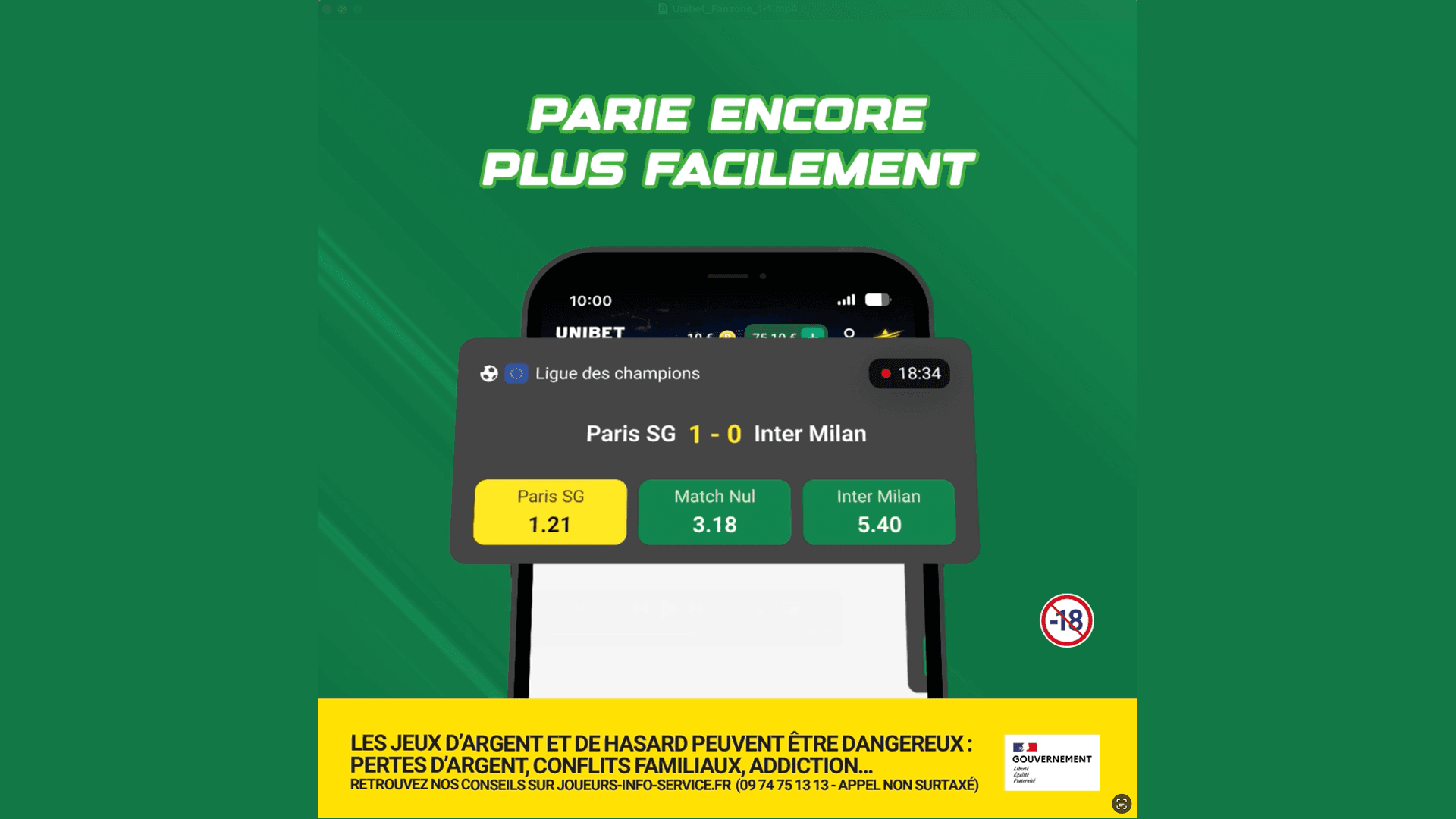 Unibet thumbnail vidéo Ads