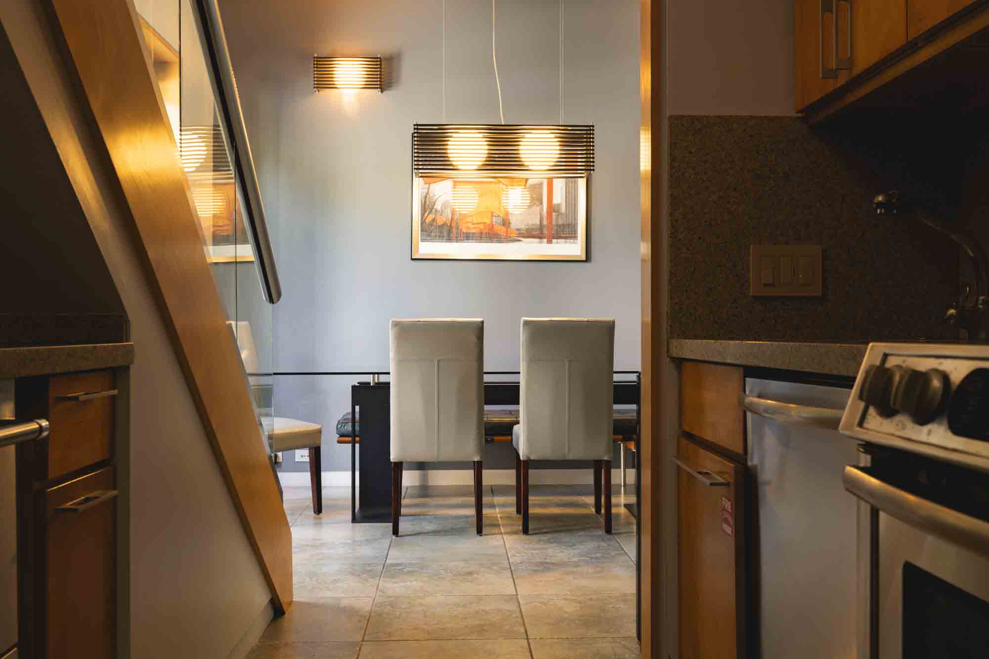 living area of Contra House showcasing modern Key West accommodations with sleek, mid-century design