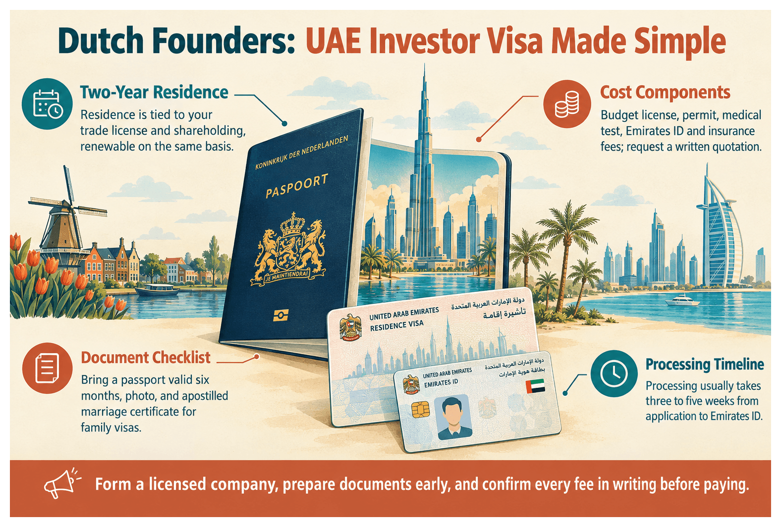 Infographic: UAE Investor Visa for Dutch Nationals: Cost and Steps