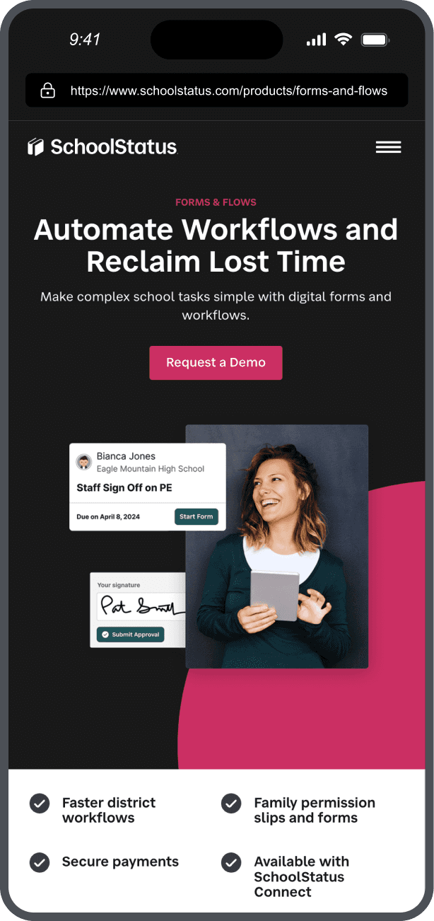 Mobile landing page example on how to automate workflows and reclaim lost time