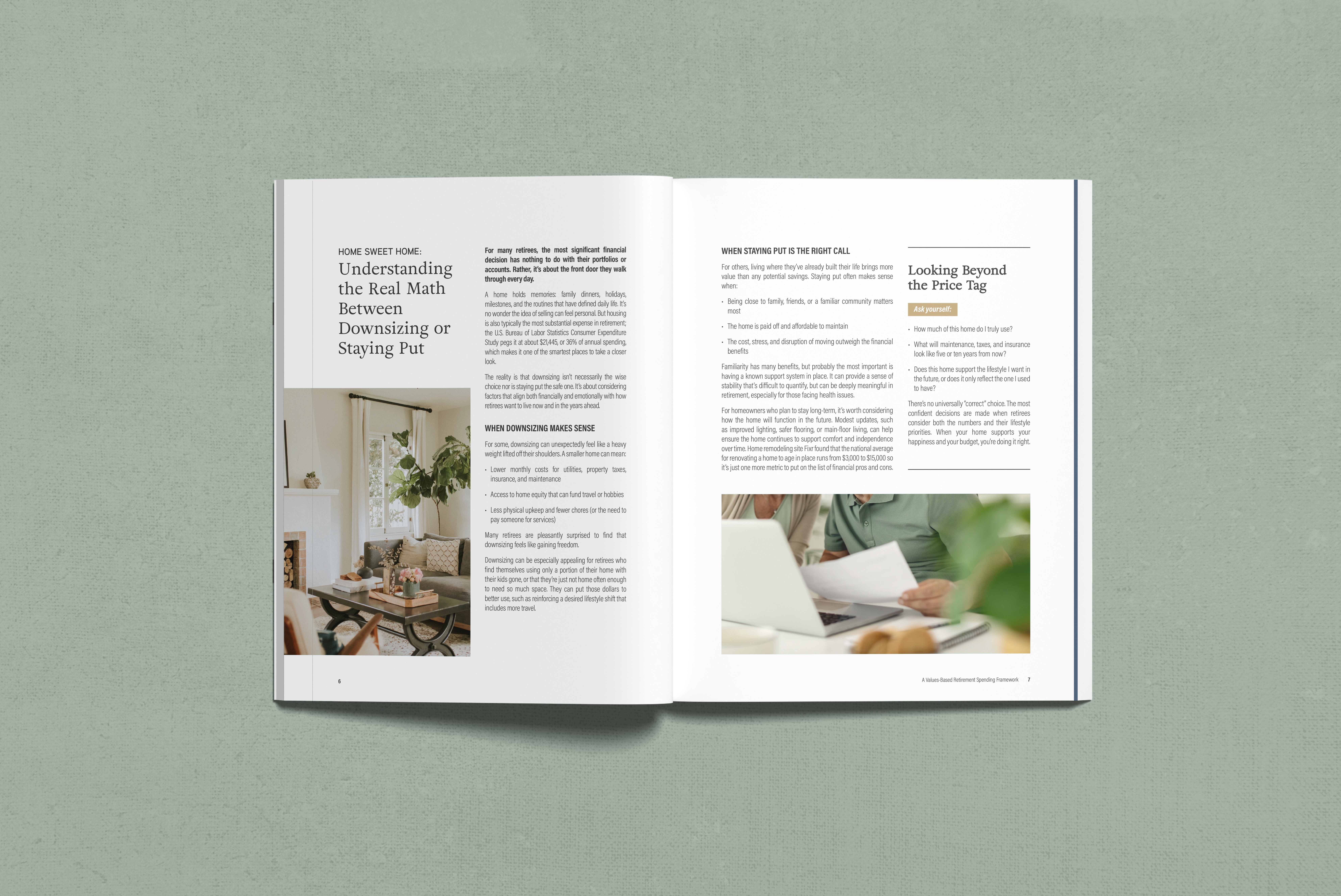 Advisor Pages Whitepage full mockup showing content and images over a green background
