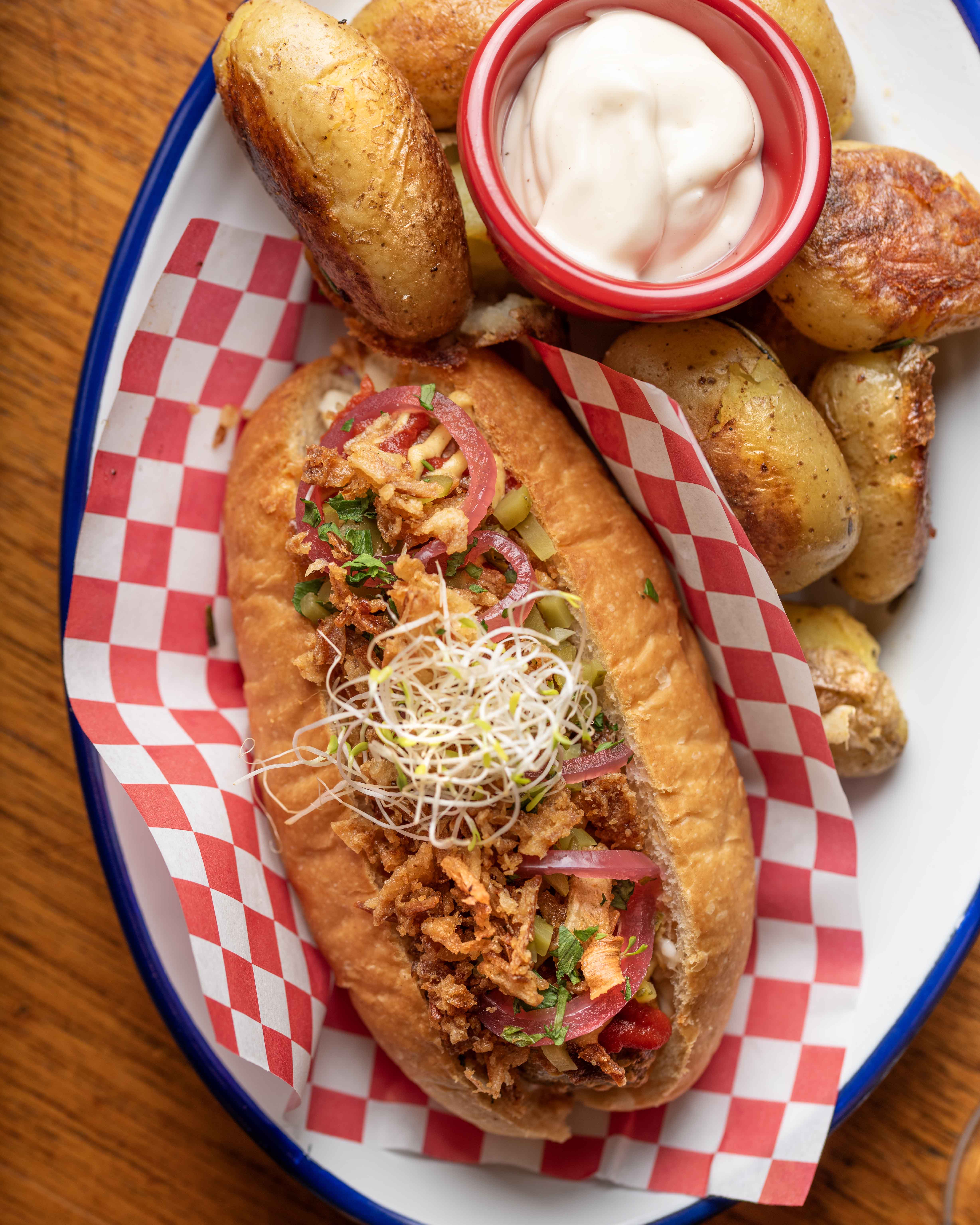 hamburguesa vegetariana y vegana perrito caliente