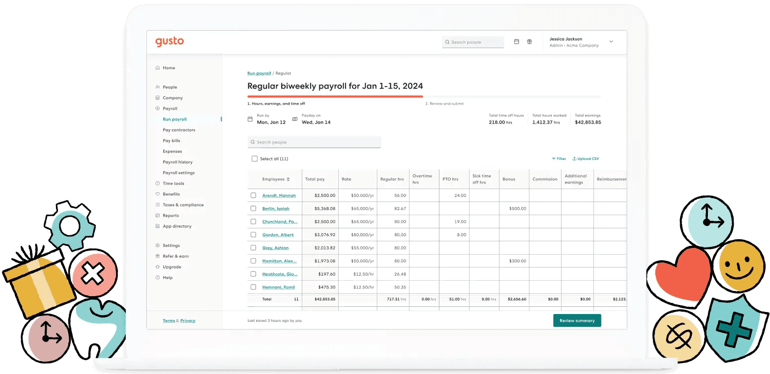 Gusto helps you organize your payroll
