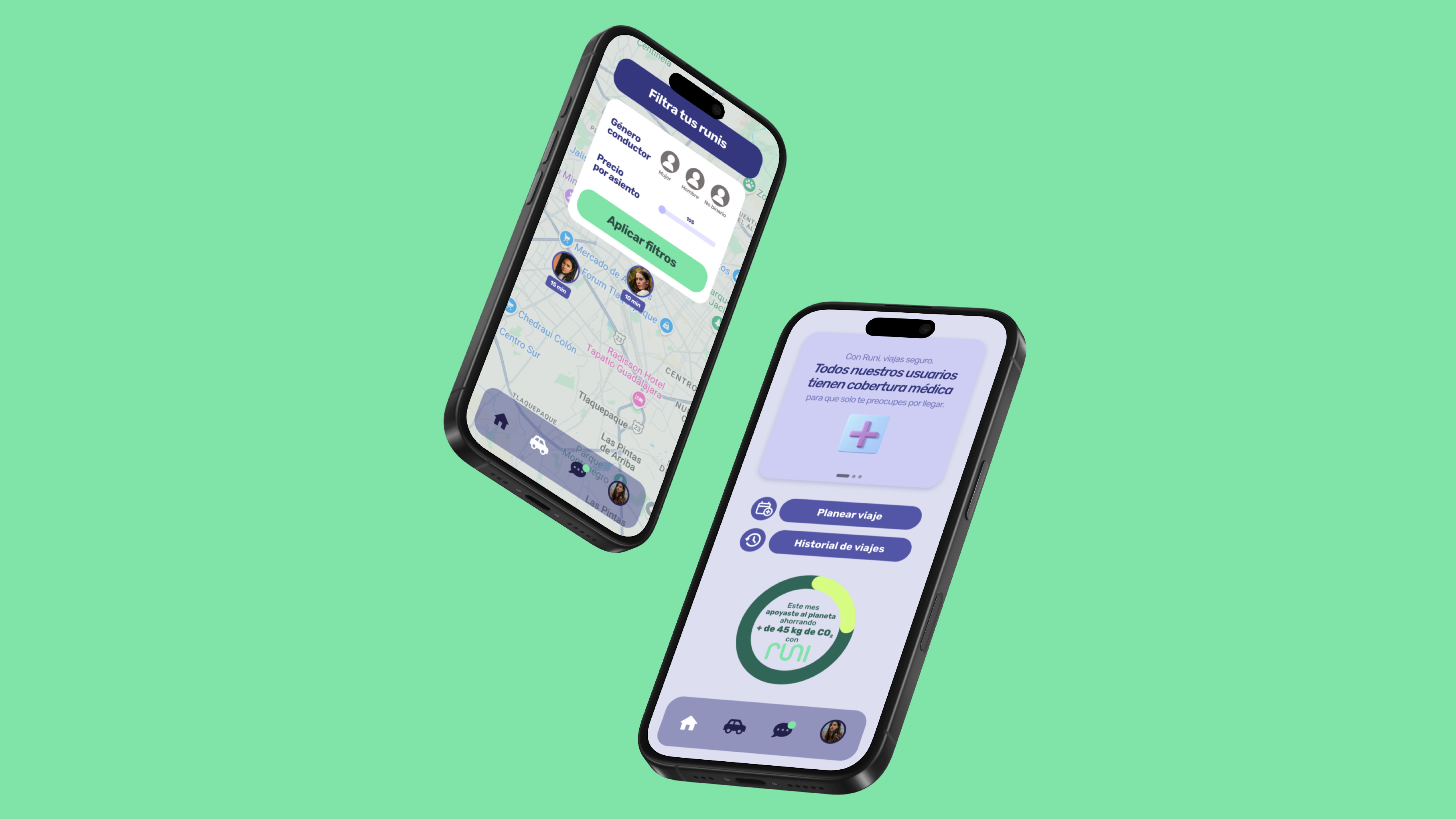 two cell phones floating