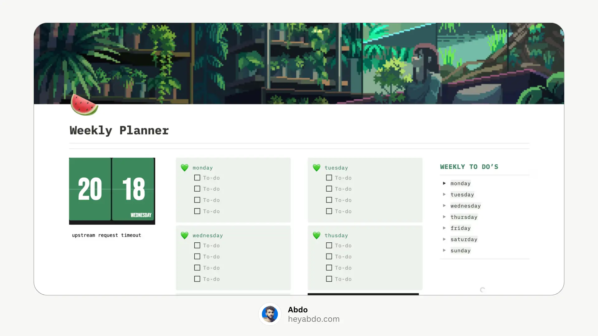 Aesthetic Notion Weekly Planner