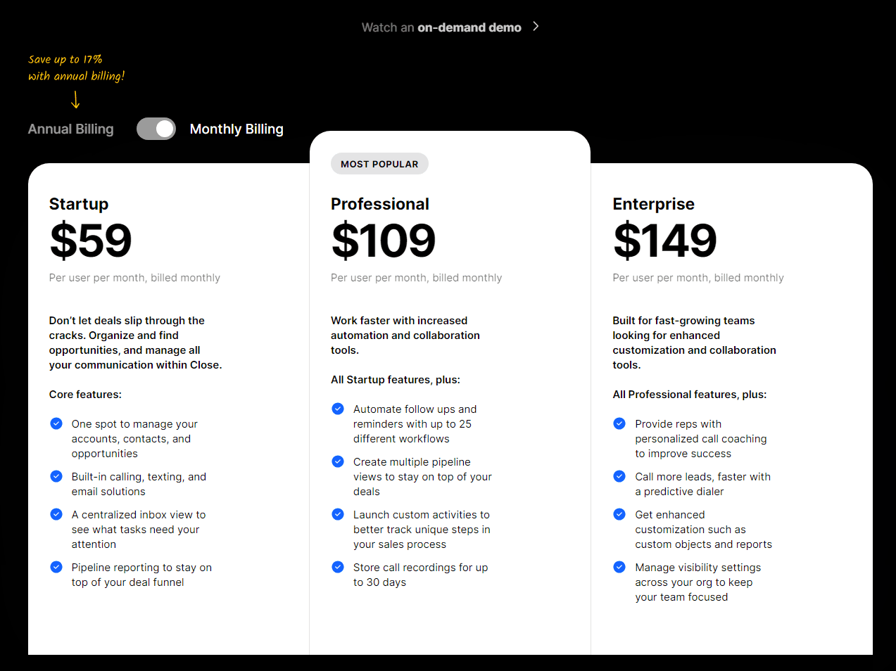 Close Pricing and Subscription Models