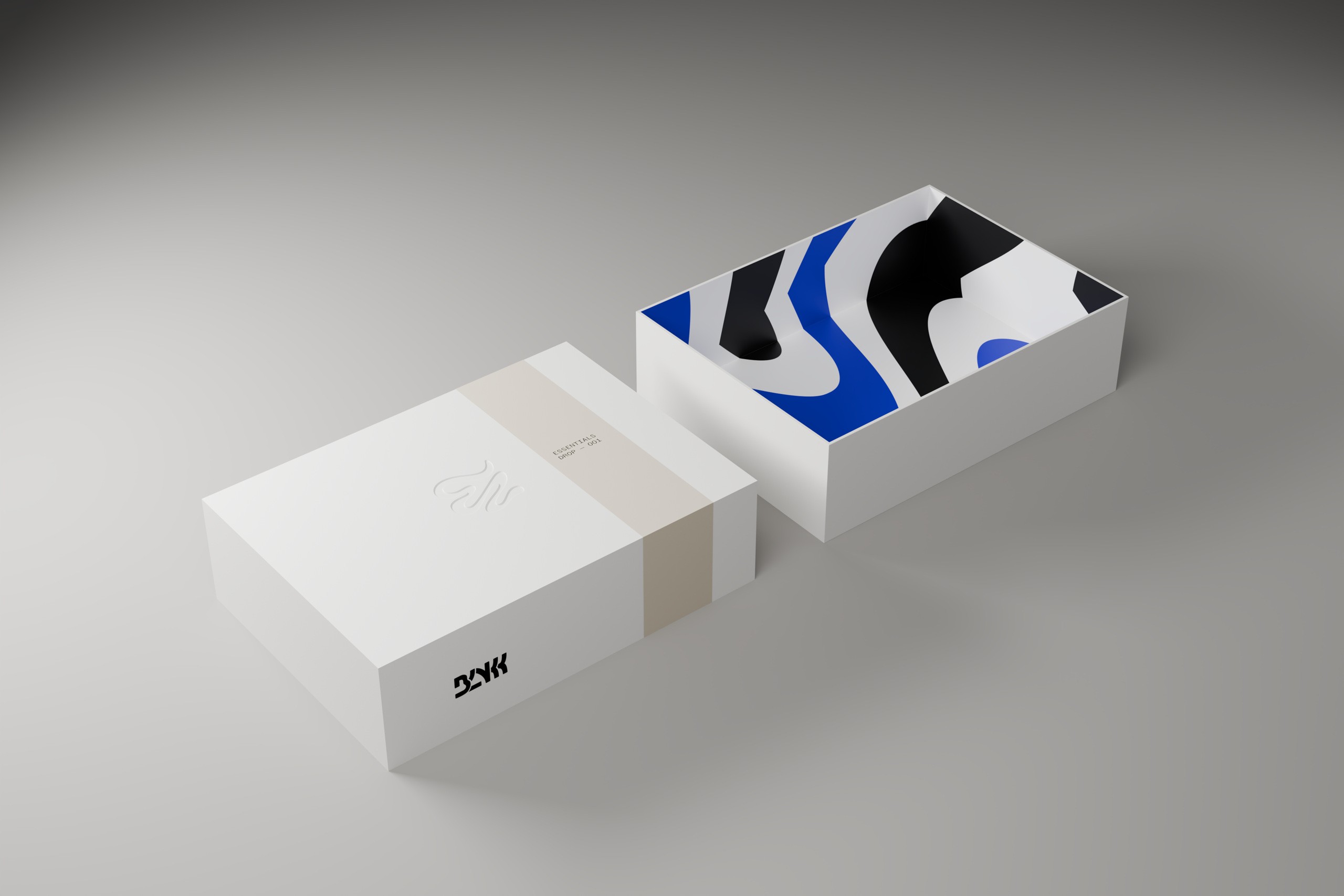 Open and closed BLNKK packaging on a neutral studio surface