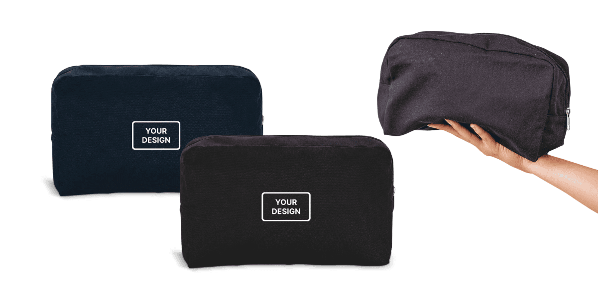 Branded toiletry bag with company logo