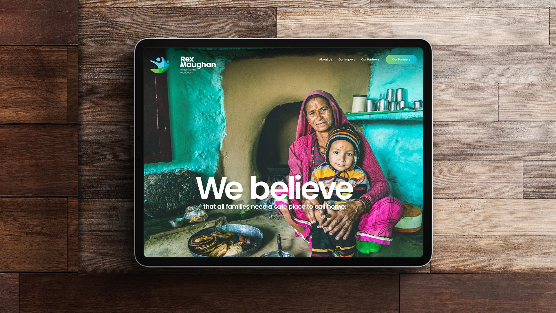 Event style guide set on an iPad on a wooden background