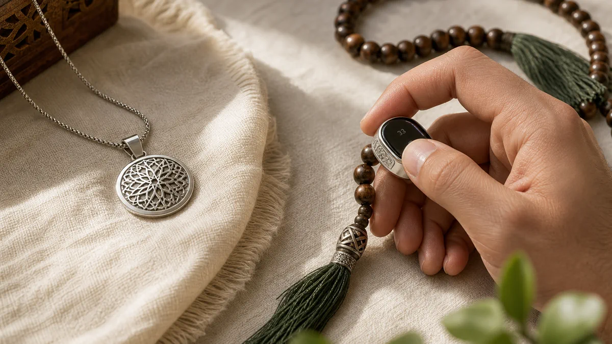 Faith jewelry shifting from a symbolic pendant to a wearable dhikr ring